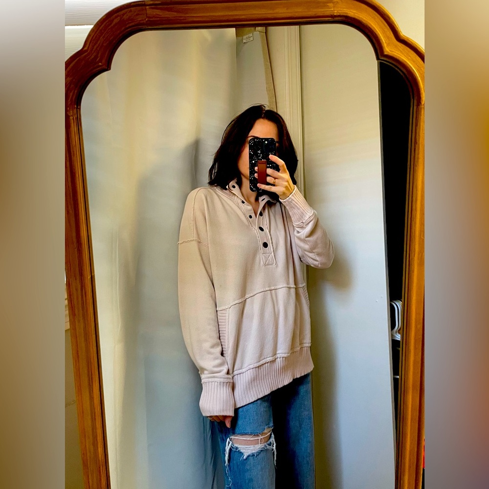 aerie Beige Pullover Hoodie Sweatshirt